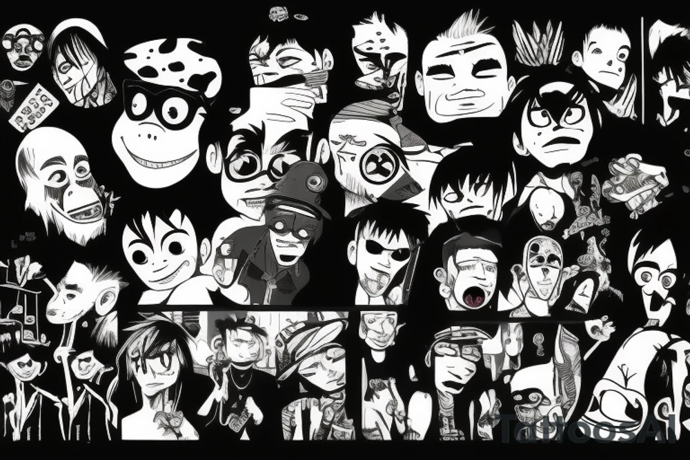 Gorillaz band members tattoo idea