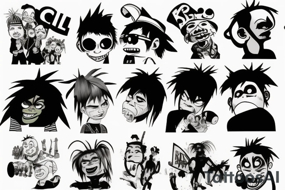 Gorillaz band members tattoo idea