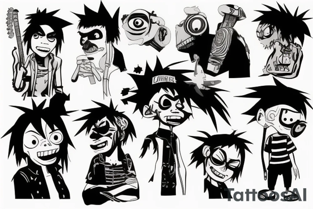 2D gorillaz tattoo idea