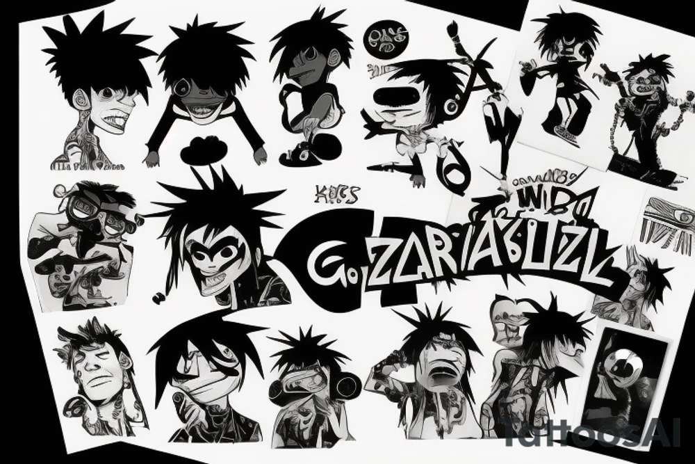 2D gorillaz tattoo idea