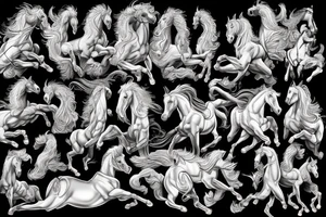 zeus with pegasus horses, greek stairs and lightning tattoo idea
