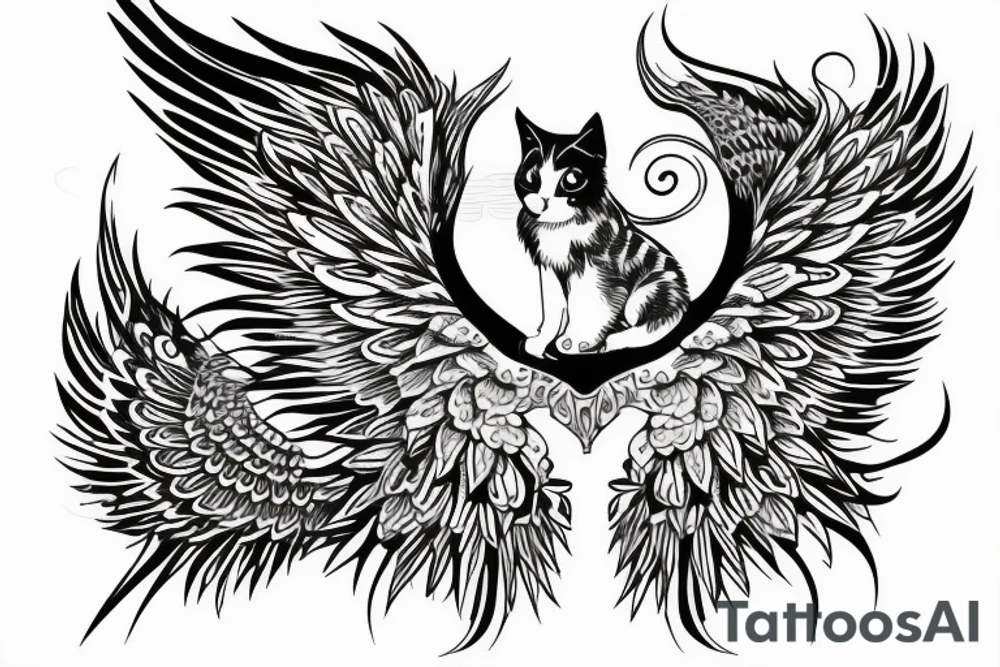 cat with wings tattoo idea
