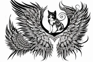 cat with wings tattoo idea