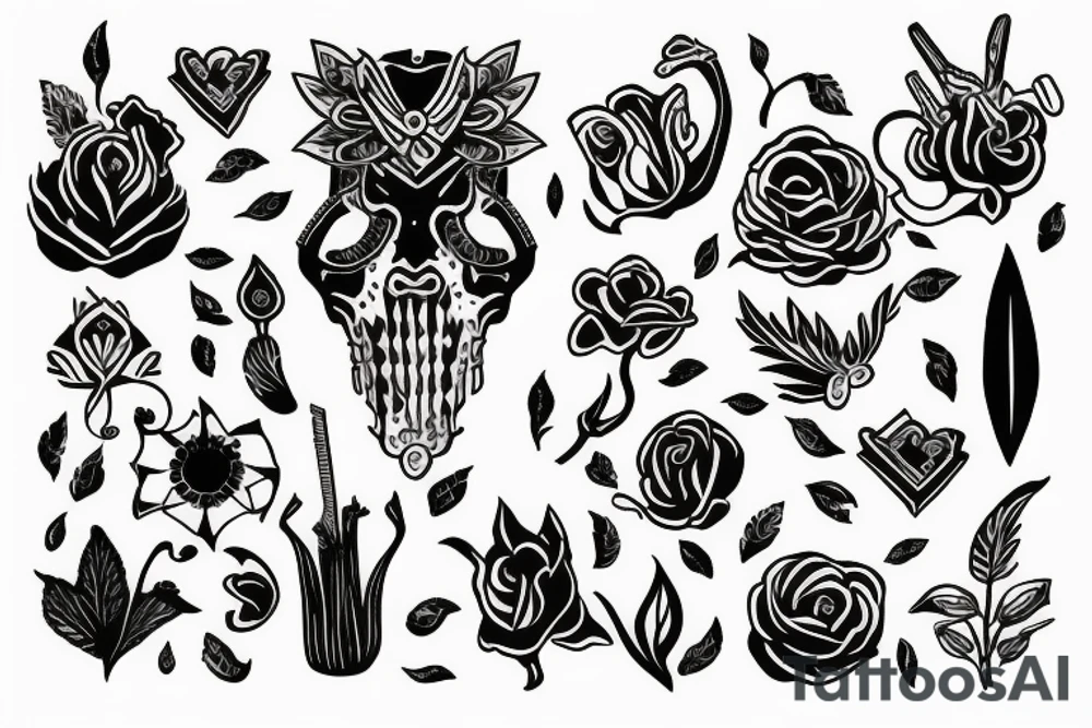 warrior in a garden tattoo idea