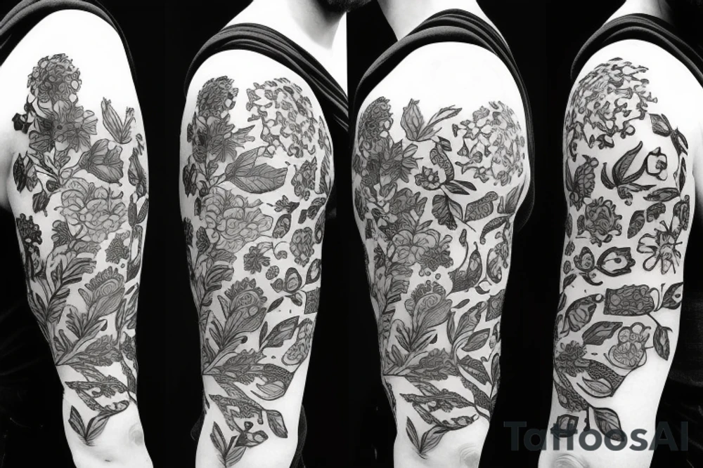 warrior in a garden tattoo idea