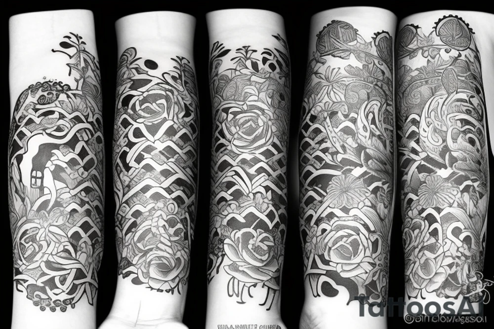 warrior in a garden tattoo idea