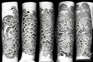 warrior in a garden tattoo idea