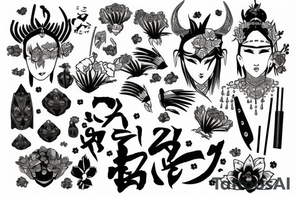 warrior in a garden tattoo idea