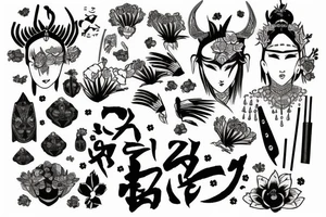 warrior in a garden tattoo idea