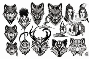 loki, wolf, hanuman tattoo idea