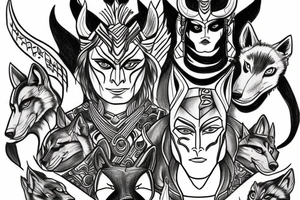 loki, wolf, hanuman tattoo idea