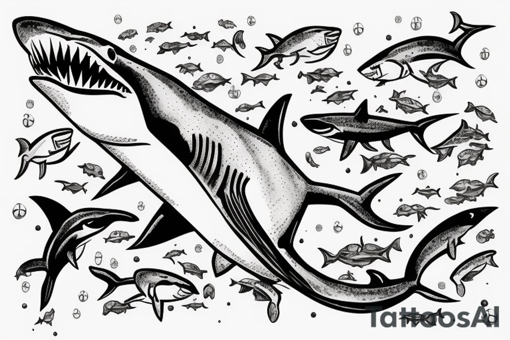 shark around left shoulder tattoo idea