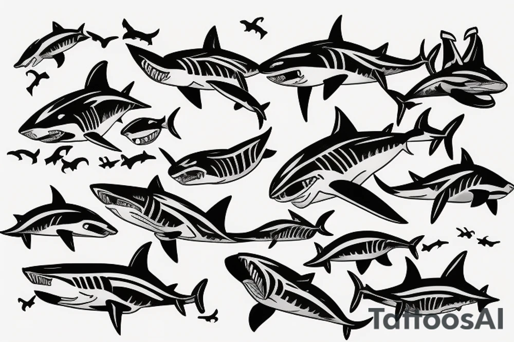 shark around left shoulder tattoo idea