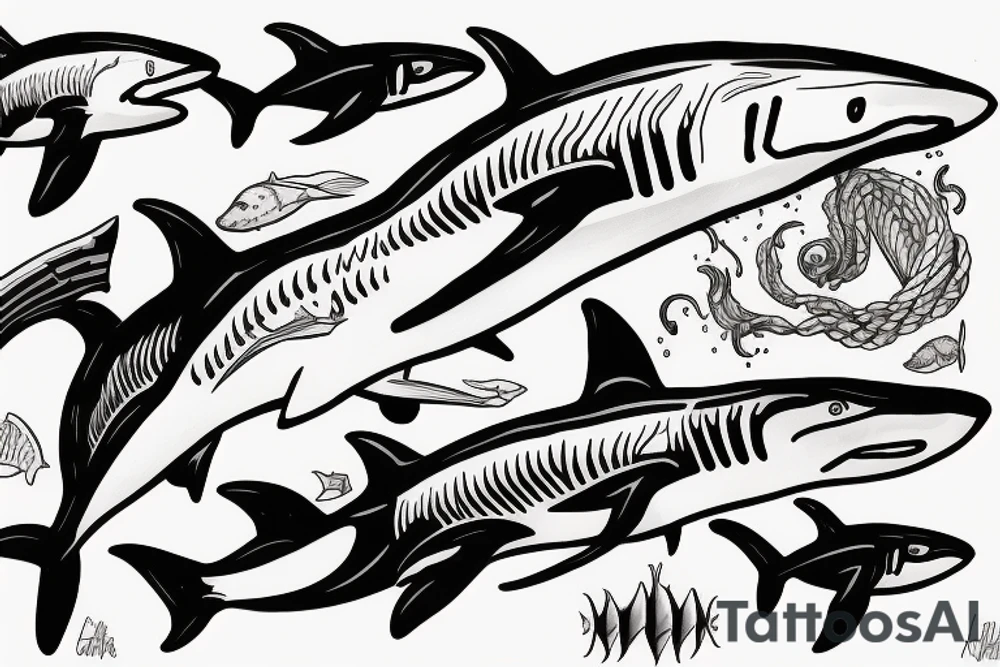 Orca shark left shoulder tattoo idea