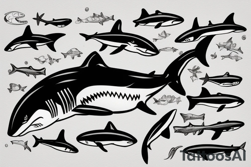 Orca shark left shoulder tattoo idea