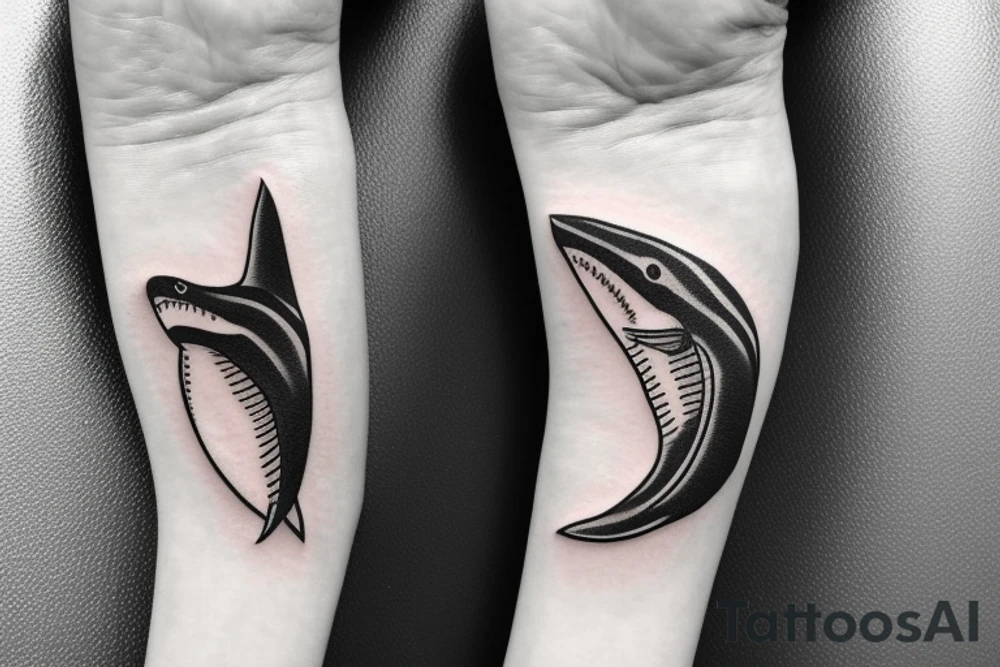shark biting knuckles tattoo idea