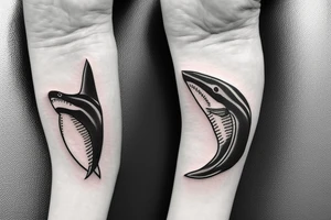 shark biting knuckles tattoo idea