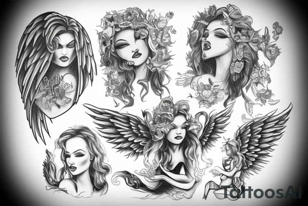 angel in hell tattoo idea