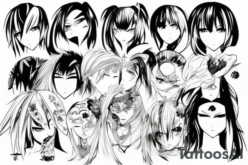 Anime characters fighting tattoo idea