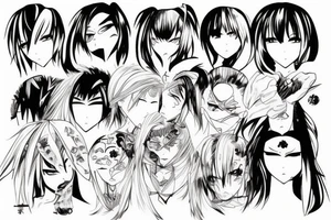 Anime characters fighting tattoo idea