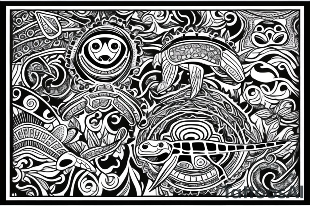 Turtle line tattoo idea