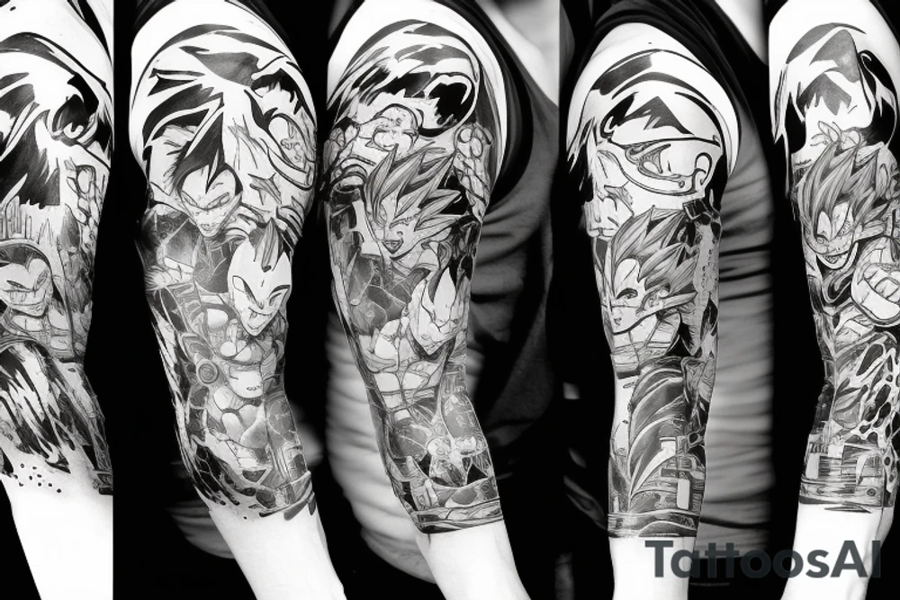 Time, aliens, Dragonball z, space, for whole sleeve tattoo idea Time, aliens, Dragonball z, space, for whole sleeve tattoo idea