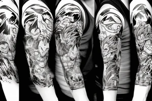 Time, aliens, Dragonball z, space, for whole sleeve tattoo idea