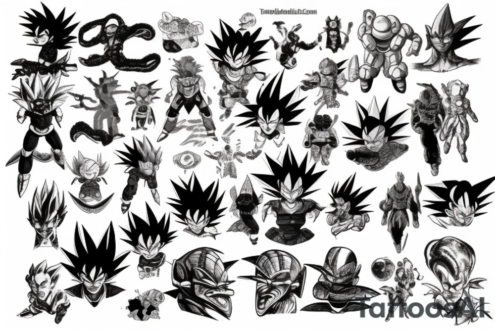 Time, aliens, Dragonball z, space, for whole sleeve tattoo idea Time, aliens, Dragonball z, space, for whole sleeve tattoo idea