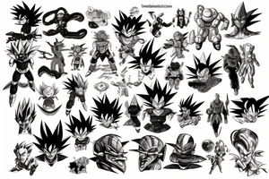 Time, aliens, Dragonball z, space, for whole sleeve tattoo idea