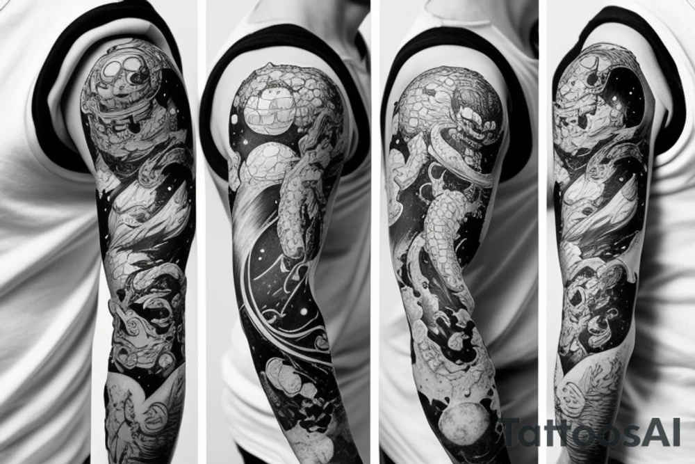 Dragonball sleeve tattoo. With outer space incorporated. tattoo idea Dragonball sleeve tattoo. With outer space incorporated. tattoo idea