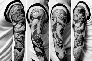 Dragonball sleeve tattoo. With outer space incorporated. tattoo idea