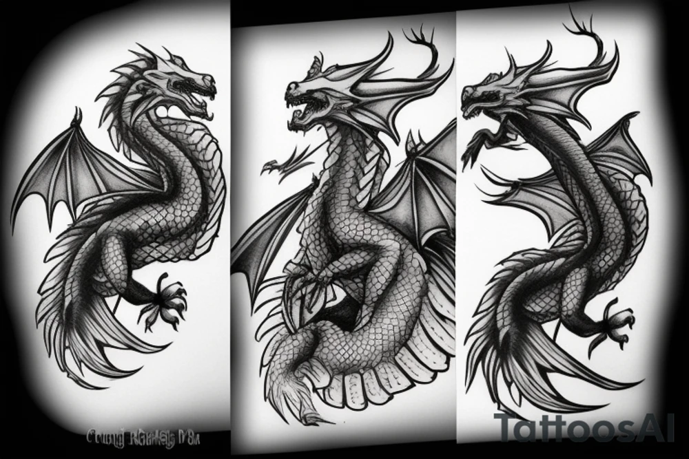Dragon flying in clouds tattoo idea