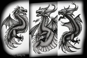 Dragon flying in clouds tattoo idea