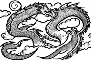 Dragon flying in clouds tattoo idea