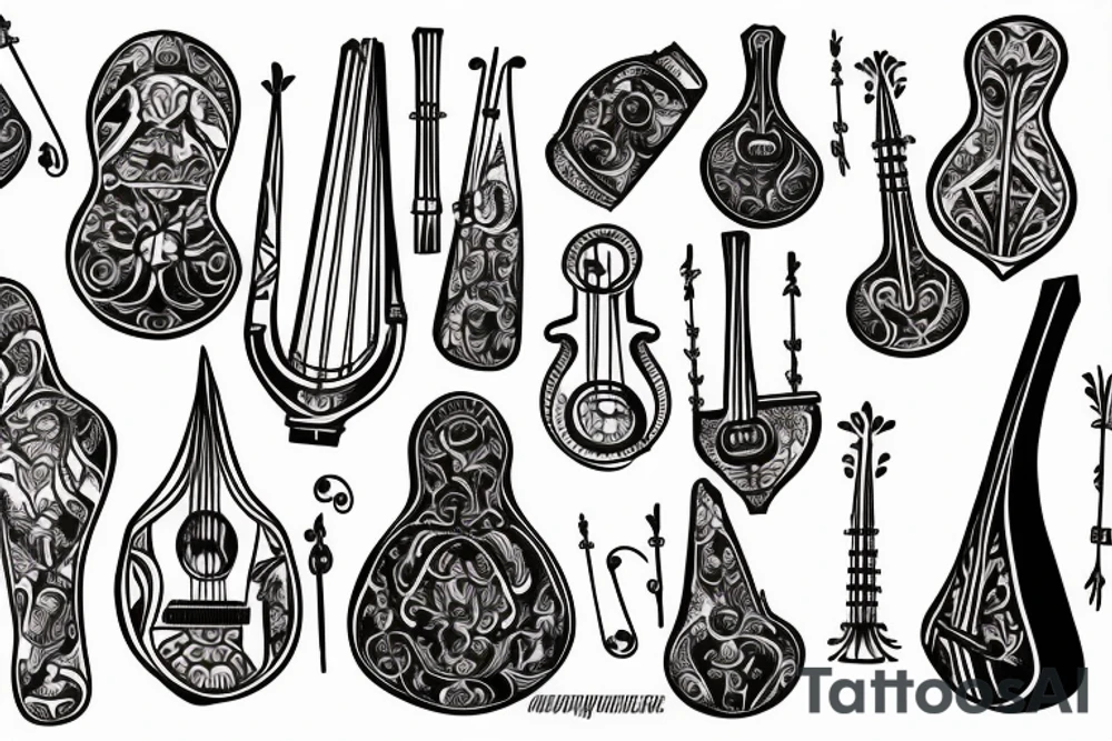 Lute instrument tattoo idea