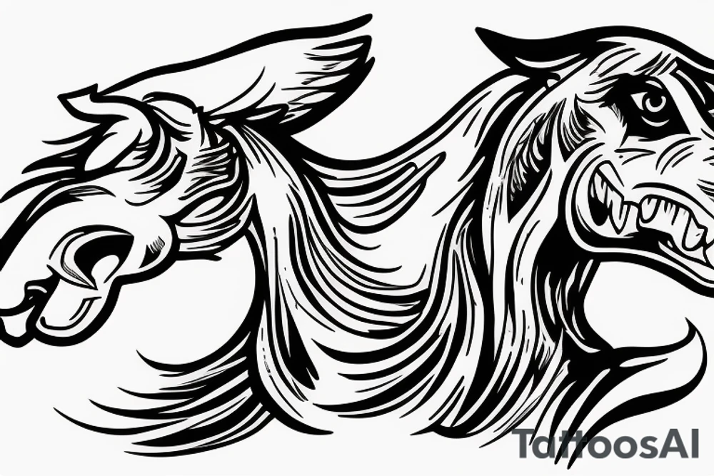 Beagle driving a mustang car tattoo idea