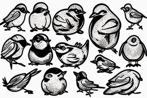 Fat bird eating pancakes tattoo idea