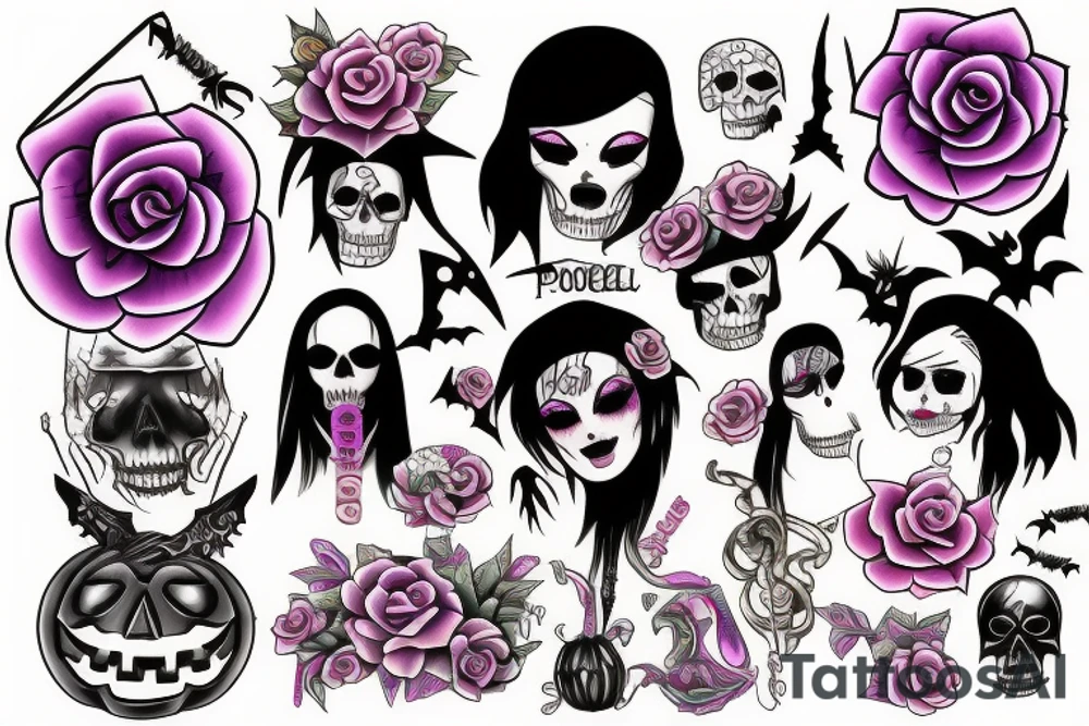 Pastel goth halloween tattoo idea