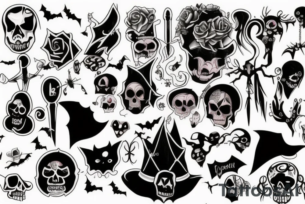 Pastel goth halloween tattoo idea