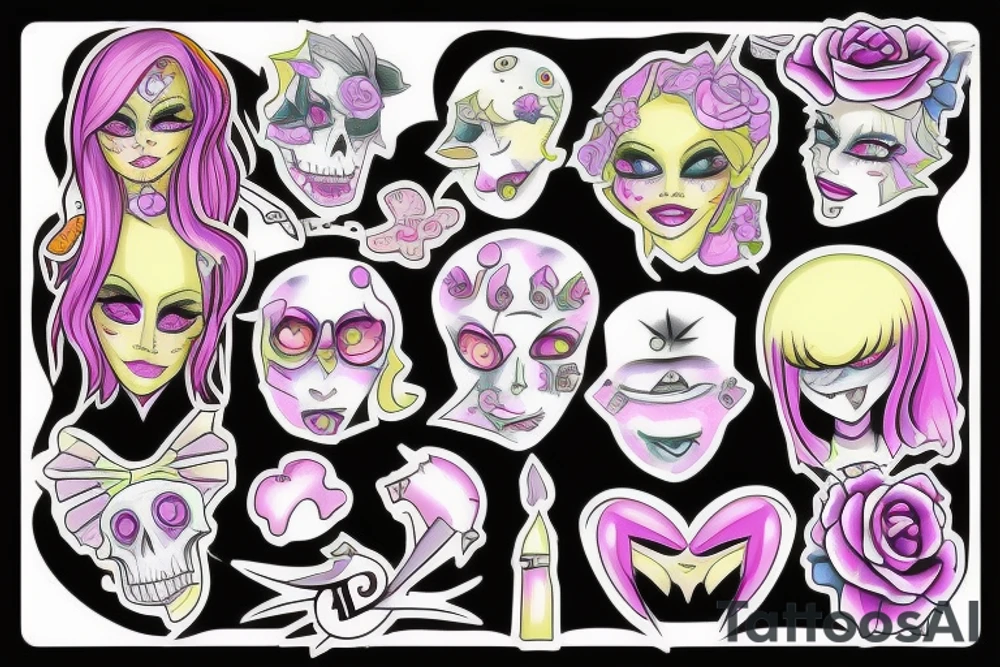 Pastel goth flash tattoo idea