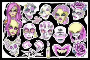 Pastel goth flash tattoo idea