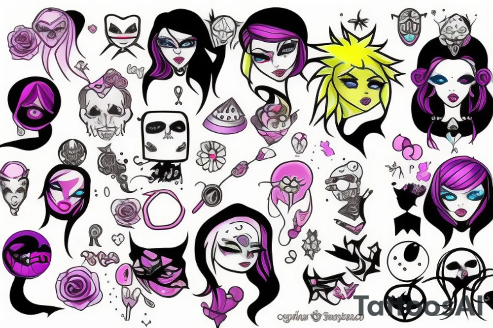 Pastel goth flash tattoo idea