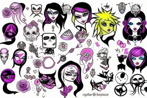 Pastel goth flash tattoo idea