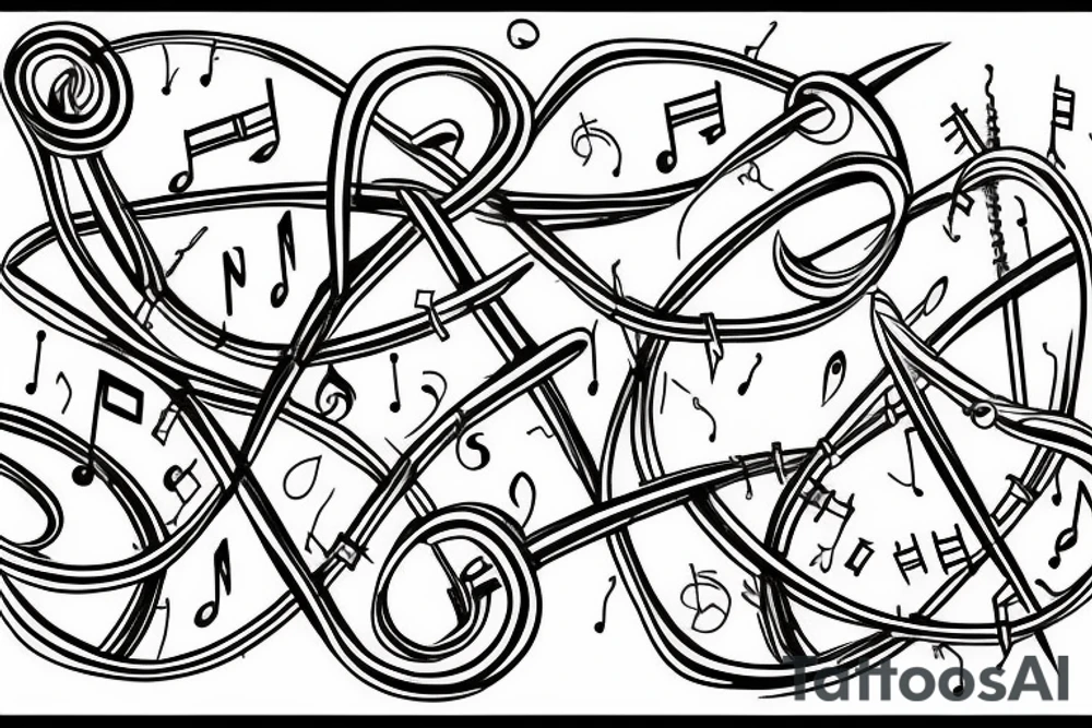 Music Notes and dna Helix tattoo idea
