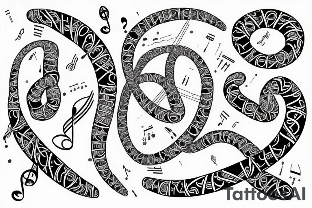 Music Notes and dna Helix tattoo idea