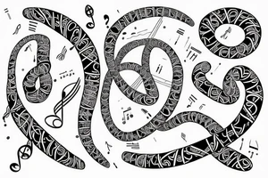 Music Notes and dna Helix tattoo idea