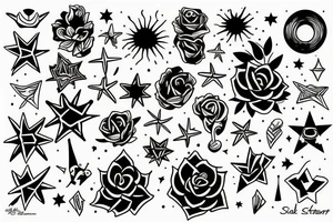 Sol, estrela, mar, planta tattoo idea