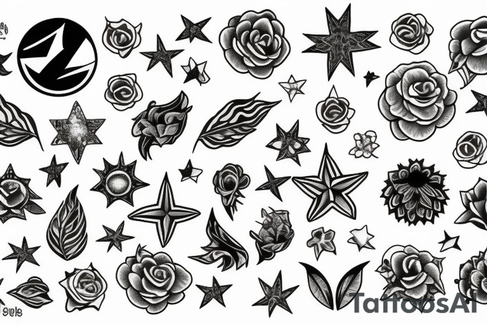 Sol, estrela, mar, planta tattoo idea