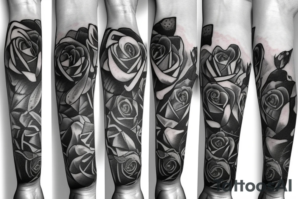 3 pocket watches with roses tattoo idea