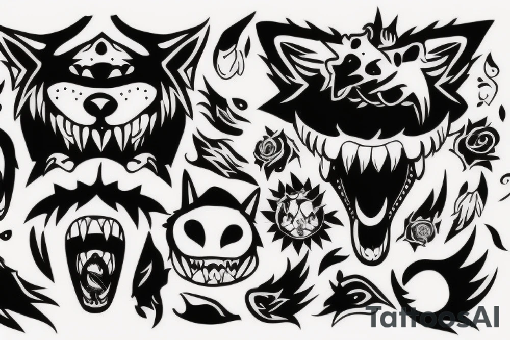 Wolf with teeth tattoo idea